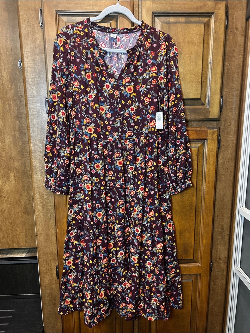 🎃OLD NAVY Floral Tiered Ditsy Midi Swing Dress Boho Size M - Picture 3 of 10